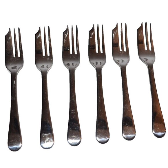 Vtg Sheffield Dessert Forks Set Silver Plated 6pc Plain design - Picture 1 of 6